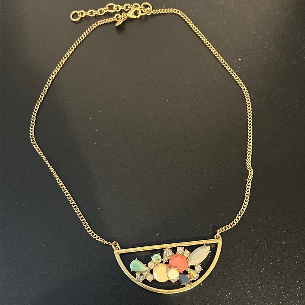 J Crew Gold Multicolor Pendant Necklace